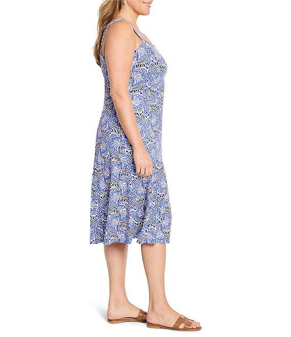 NIC + ZOE Plus Dana Ocean Jewel Print Square Neck Sleeveless Fit-And-Flare Dress Product Image