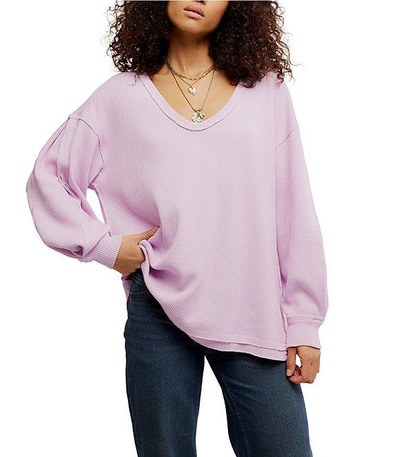 Free People We The Free Coast 2 Coast Scooped Neck Long Sleeve Waffle Knit Thermal Product Image