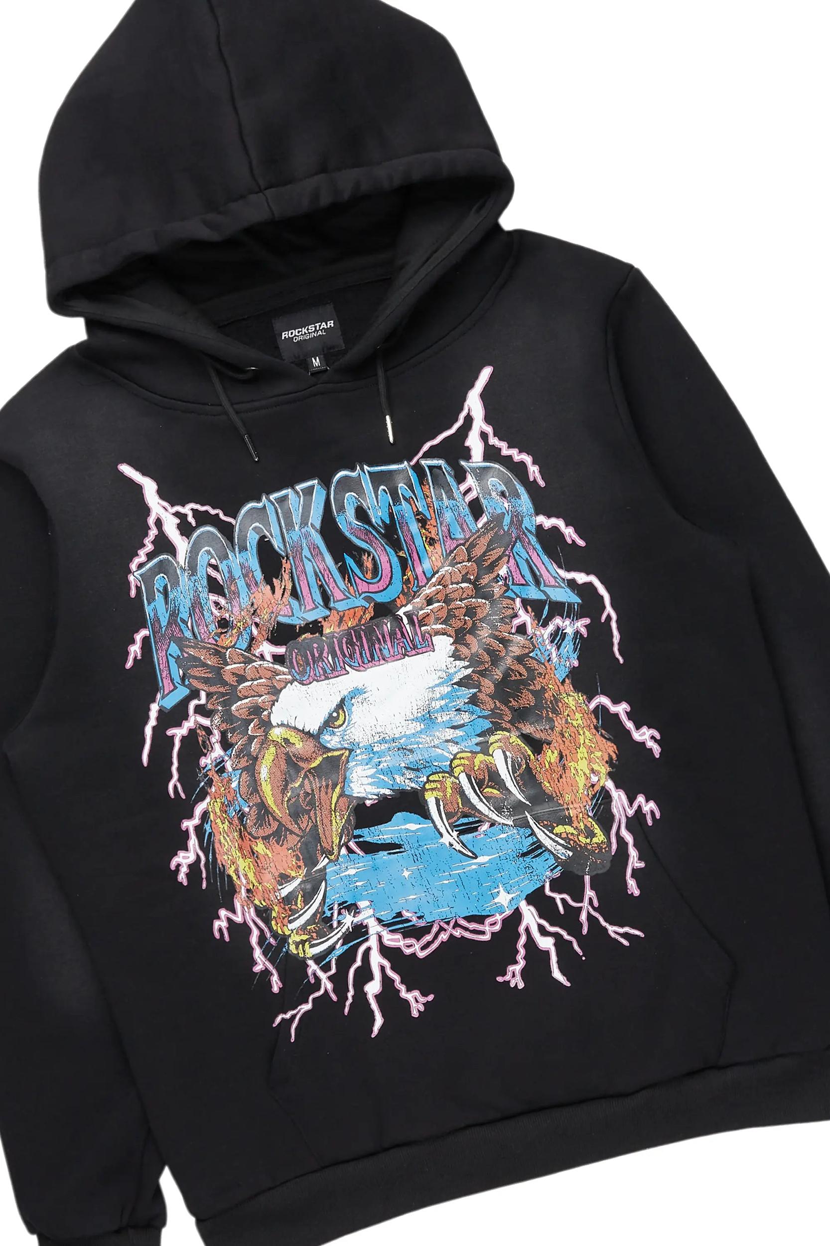 Darken Black Hoodie & Kap Stacked Flare PU Jean Bundle Male Product Image