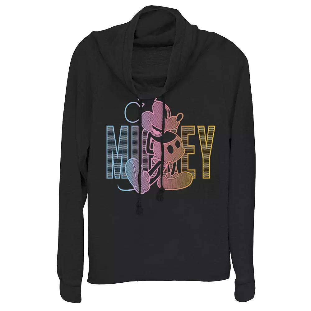 Disney's Mickey Mouse Juniors' Outline Cowlneck Graphic Lightweight Long Sleeve, Girl's,  Product Image