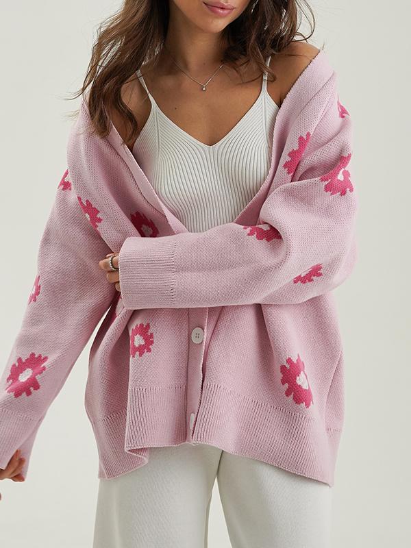 Printed Single-Breasted Button Cardigan Product Image