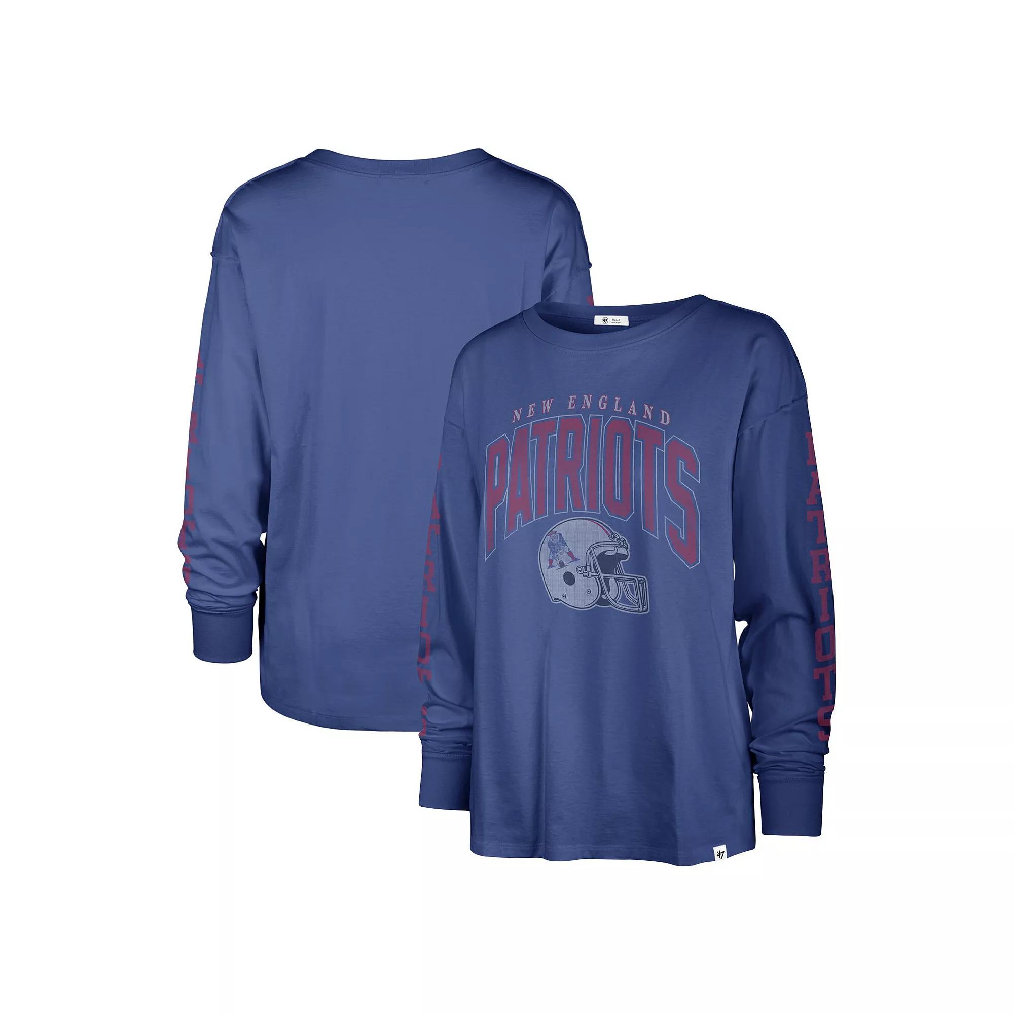 Women's '47 Royal New England Patriots Tom Cat Long Sleeve T-Shirt,  Product Image