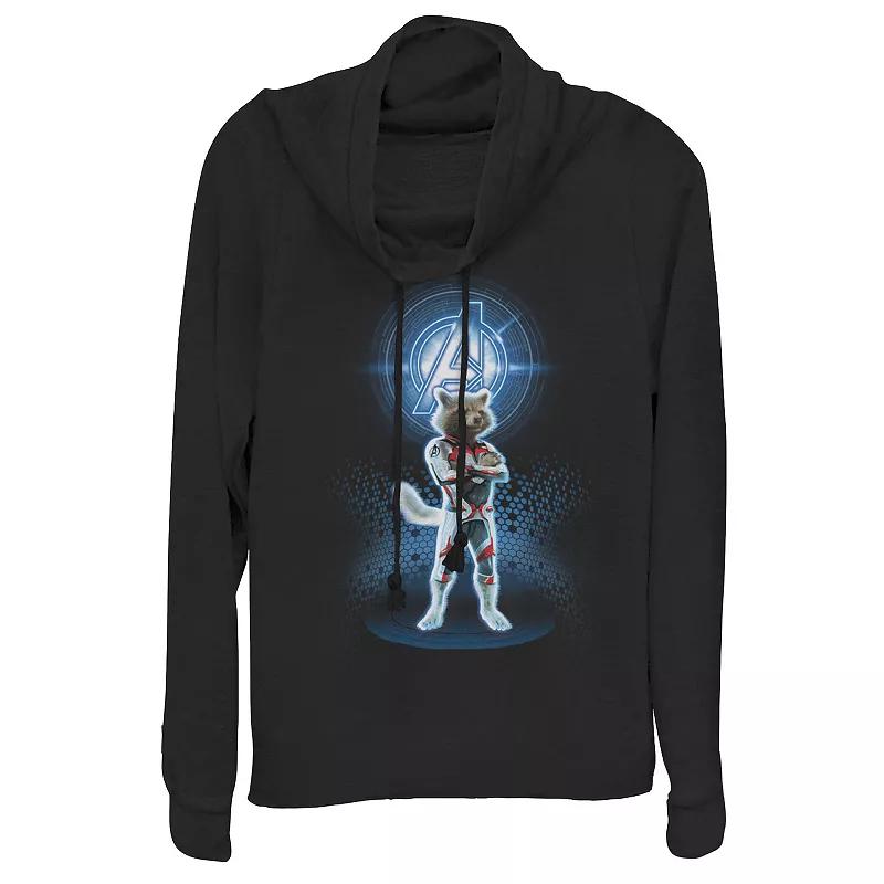 Juniors' Marvel Avengers: Endgame Logo Rocket Quantum Suit Portrait Cowlneck Graphic Lightweight Long Sleeve, Girl's,  Product Image