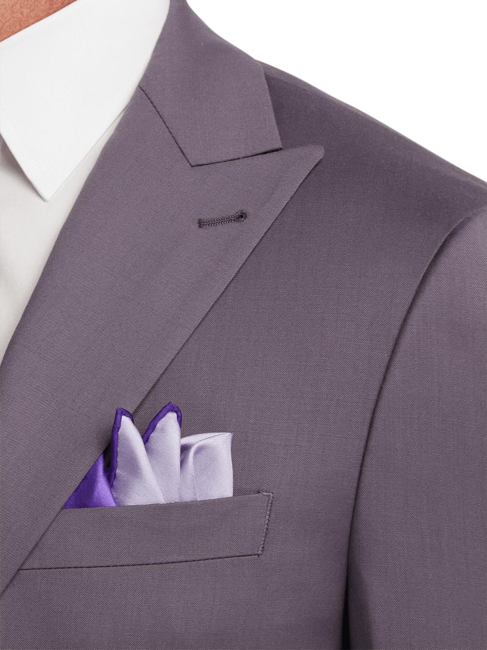 Wool Stretch Single Breasted Peak Lapel Suit Jacket - Slate Purple Product Image