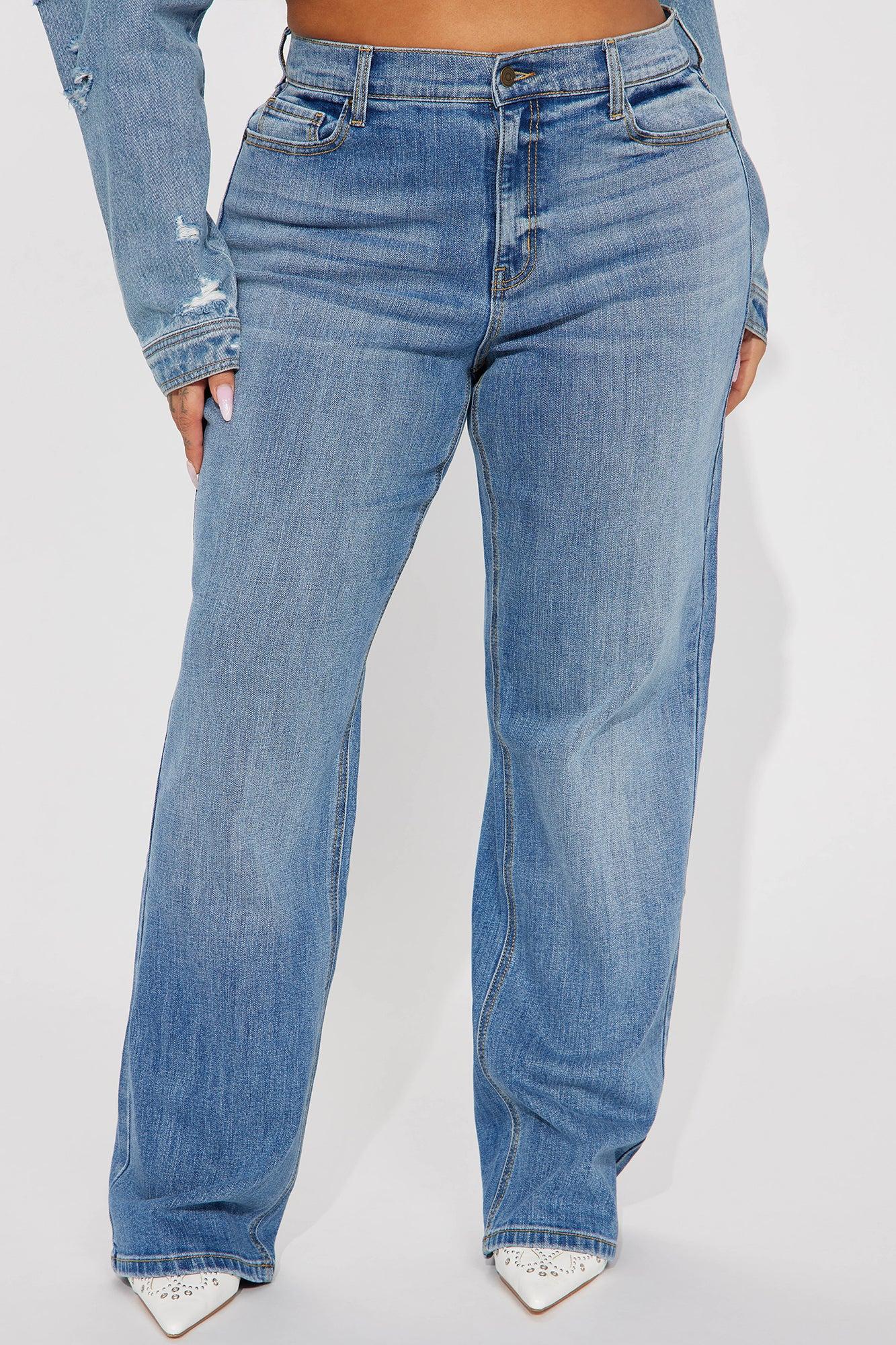 Be Authentic Slouchy Stretch Straight Leg Jeans - Medium Blue Wash Product Image