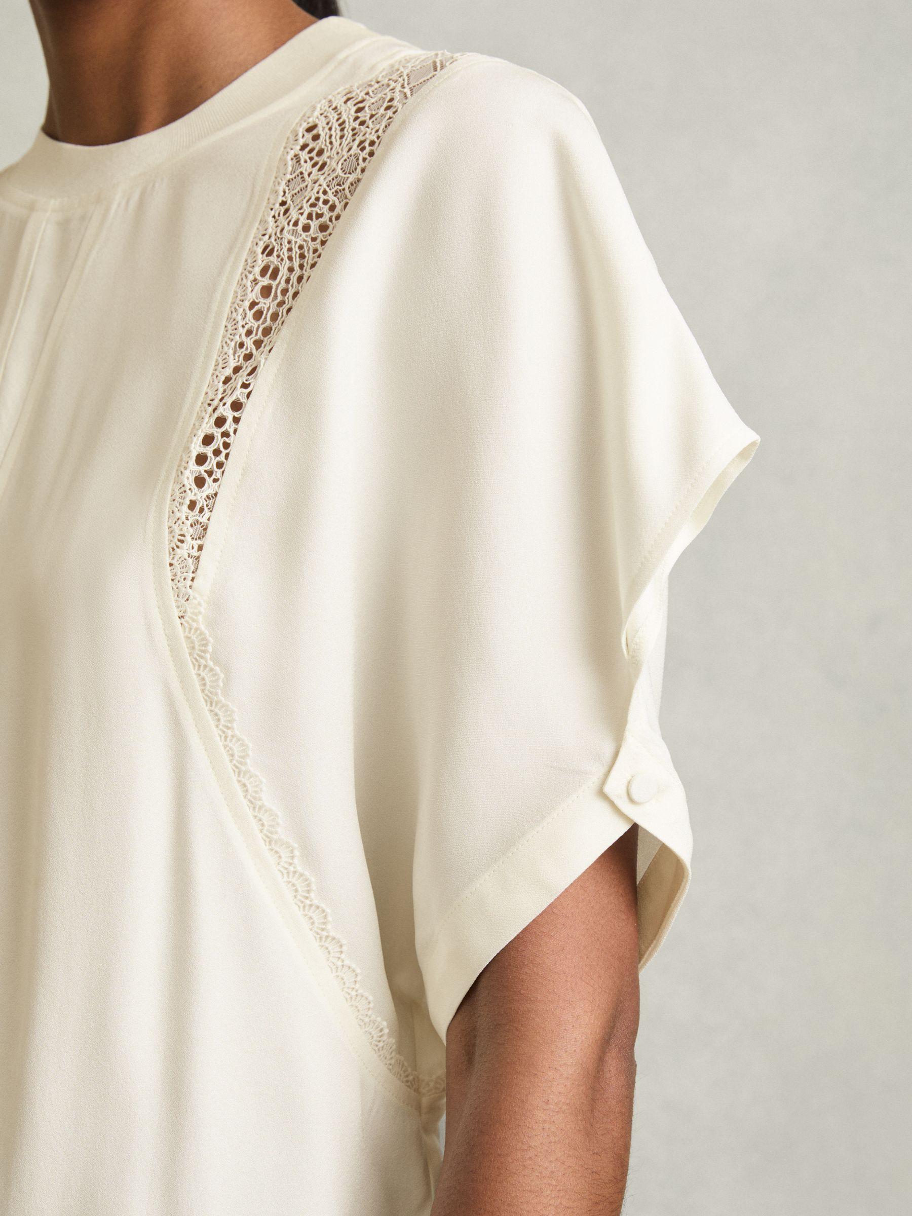 Lace-Insert T-Shirt in Cream Product Image