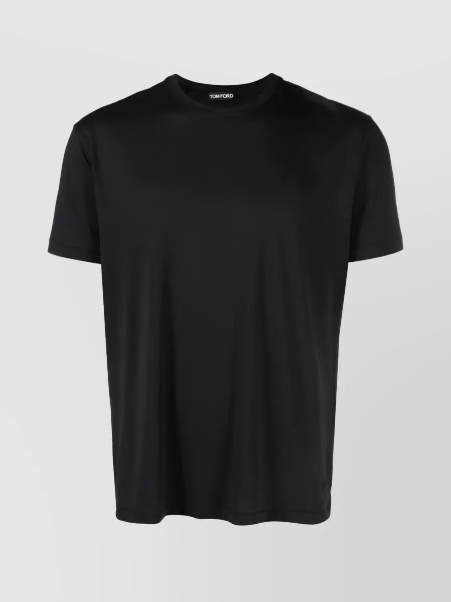 TOM FORD Black Basic Crewneck T-shirt With Tonal Stitching In Cotton Blend Man Product Image