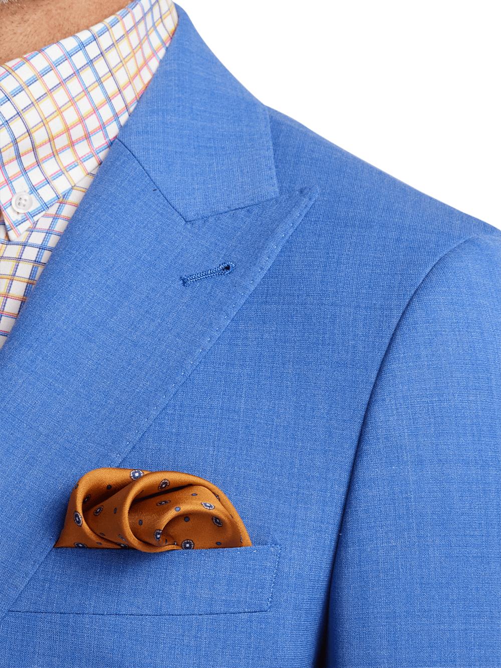 Wool Stretch Bengaline Peak Lapel Suit Jacket - French Blue Product Image