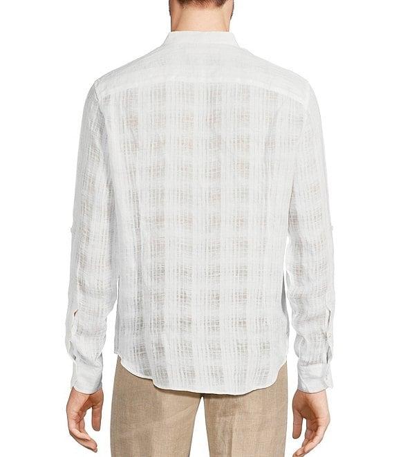 Murano Baird McNutt Linen Classic Fit Plaid Textured Long Sleeve Woven Shirt Product Image