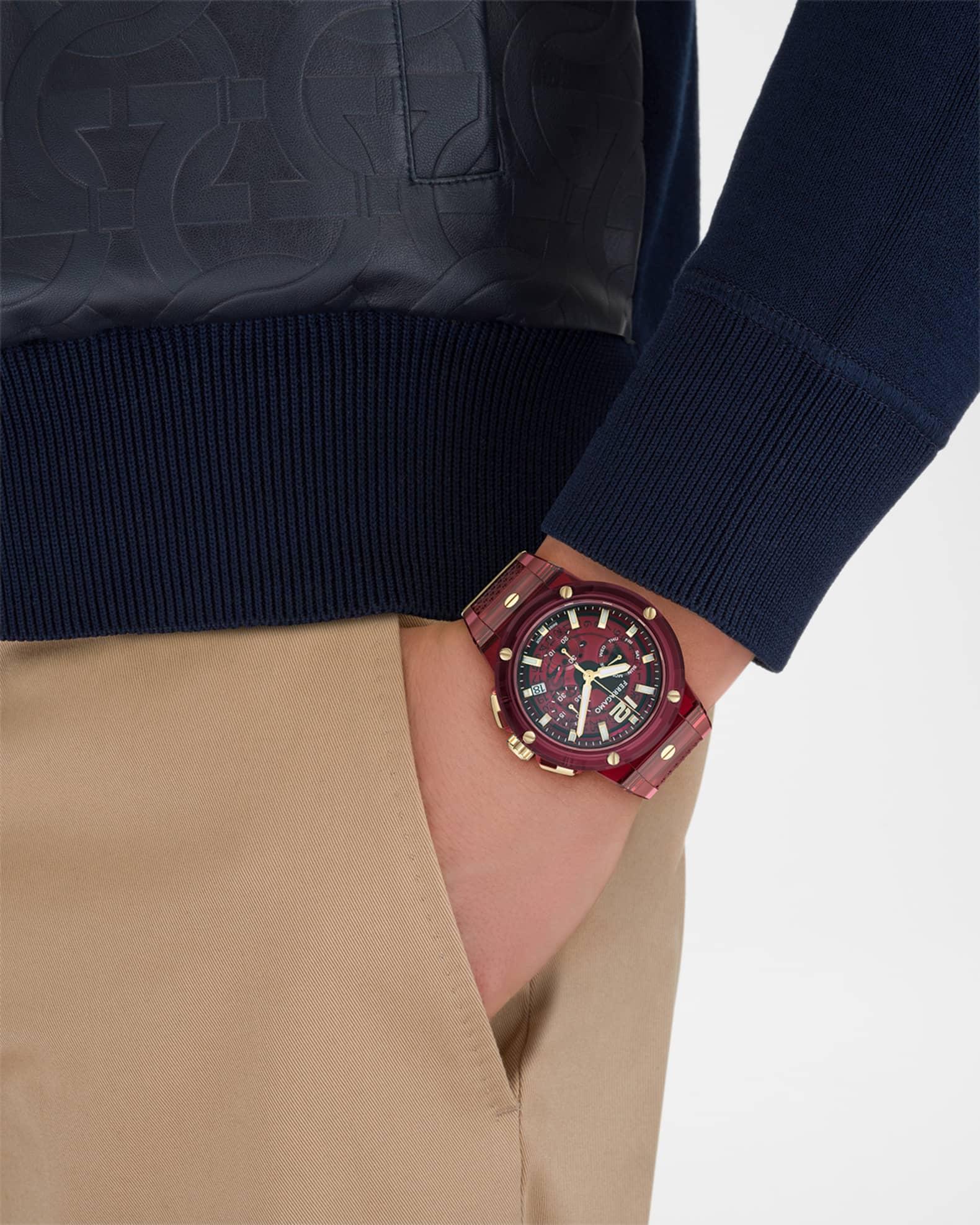 Mens F-80 44MM Translucent Burgundy Bioplastic Chronograph Watch Product Image