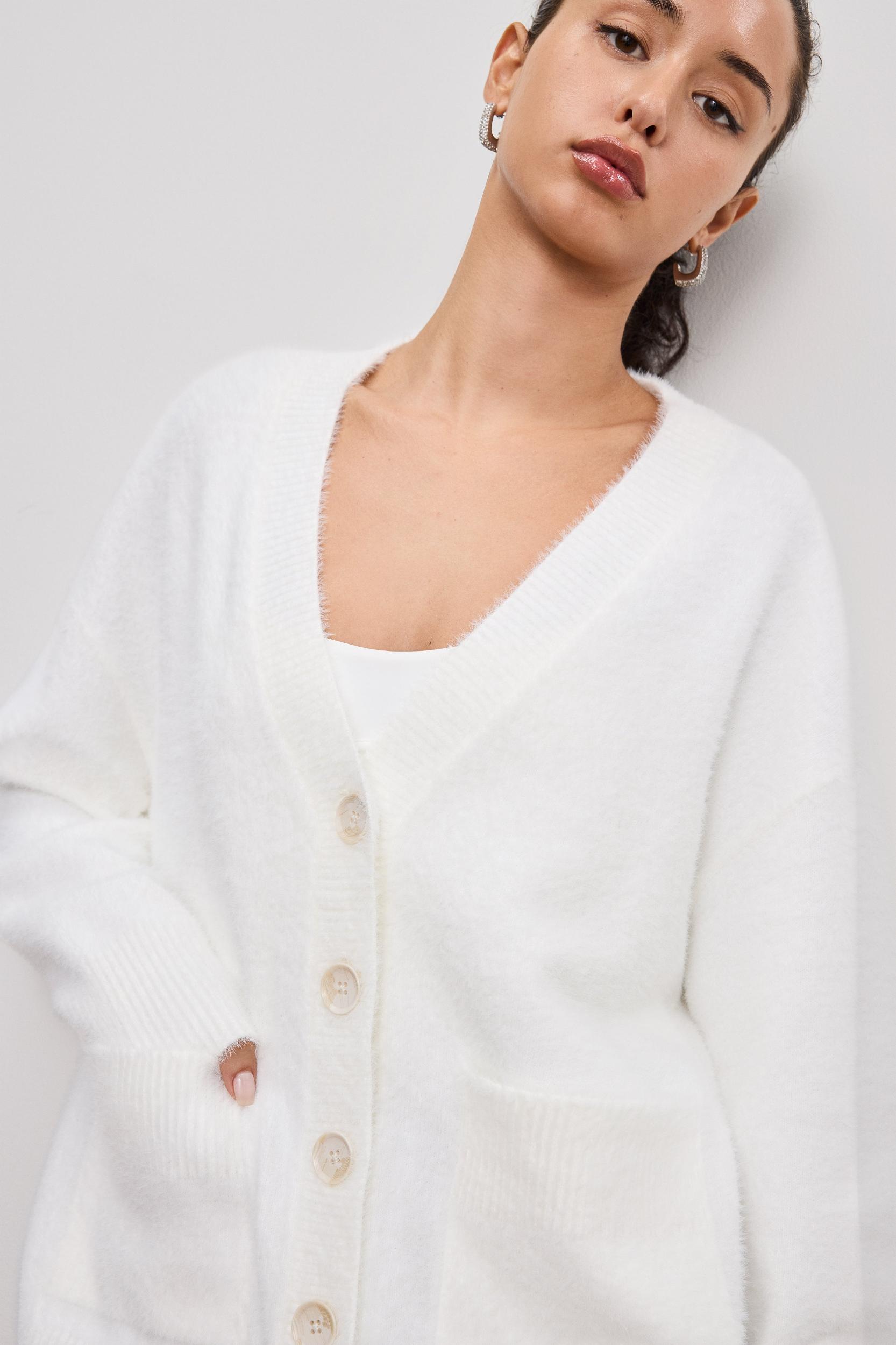 OVERSIZED PLUSH CARDIGAN | CLOUD WHITE Product Image