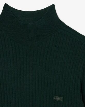 High Neck Ribbed Knit Merino Wool Sweater Product Image