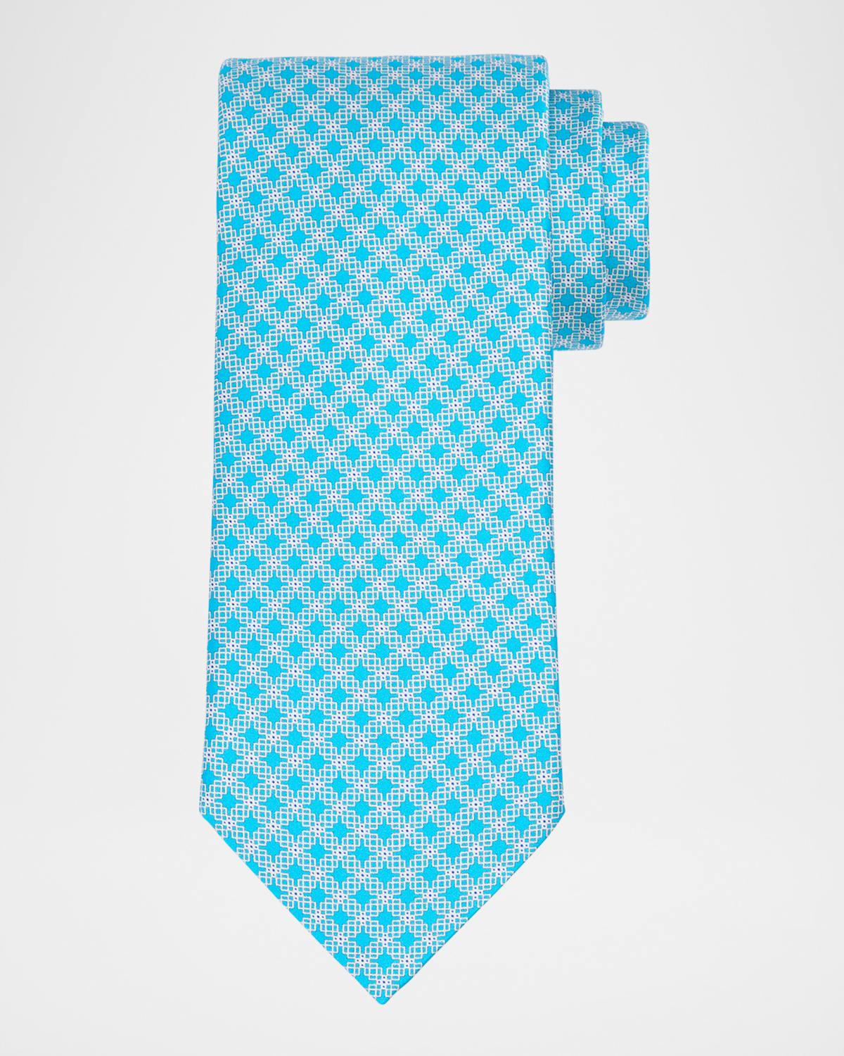 Mens Geometric Check Silk Tie Product Image