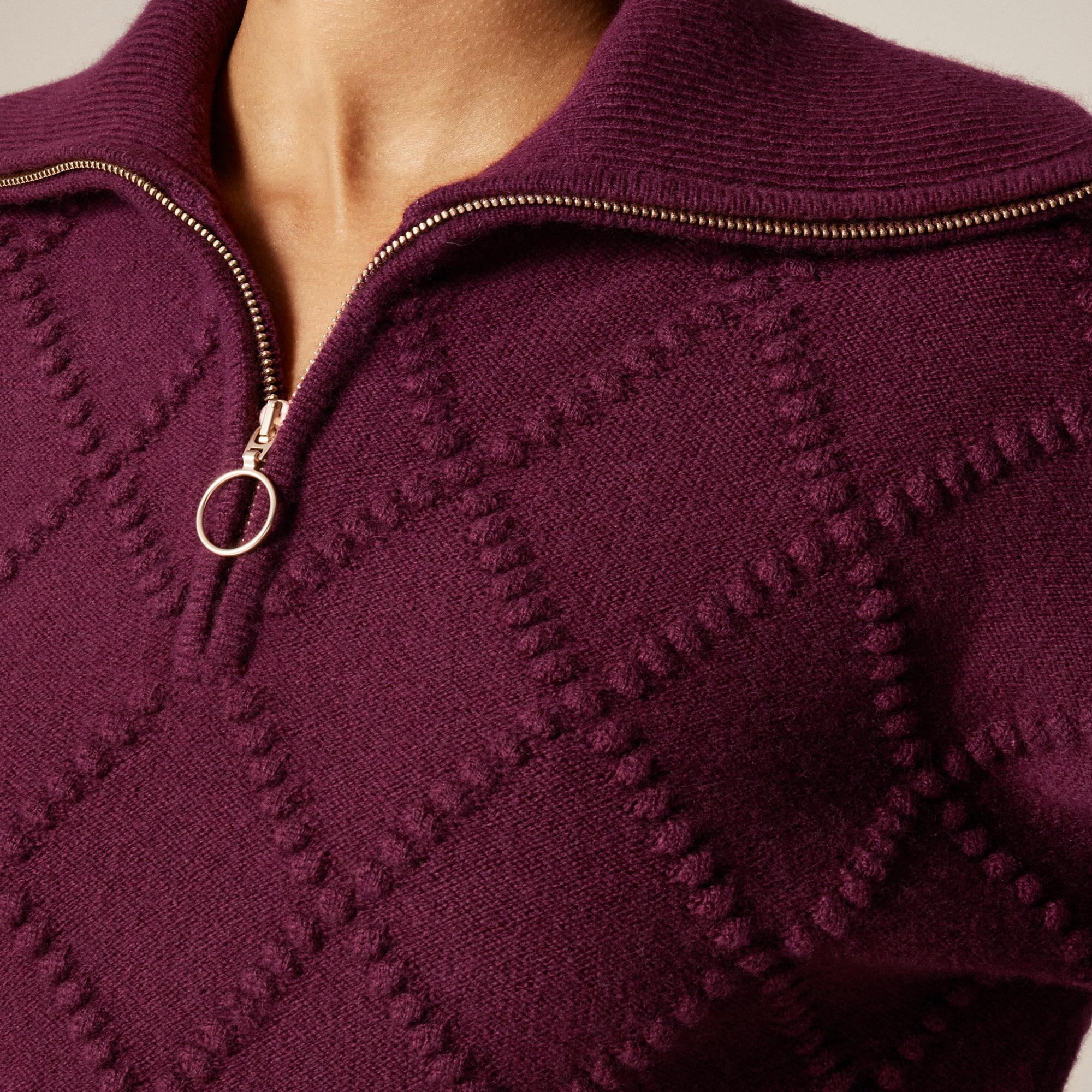 Popcorn-stitch quarter-zip sweater in vintage wool Product Image
