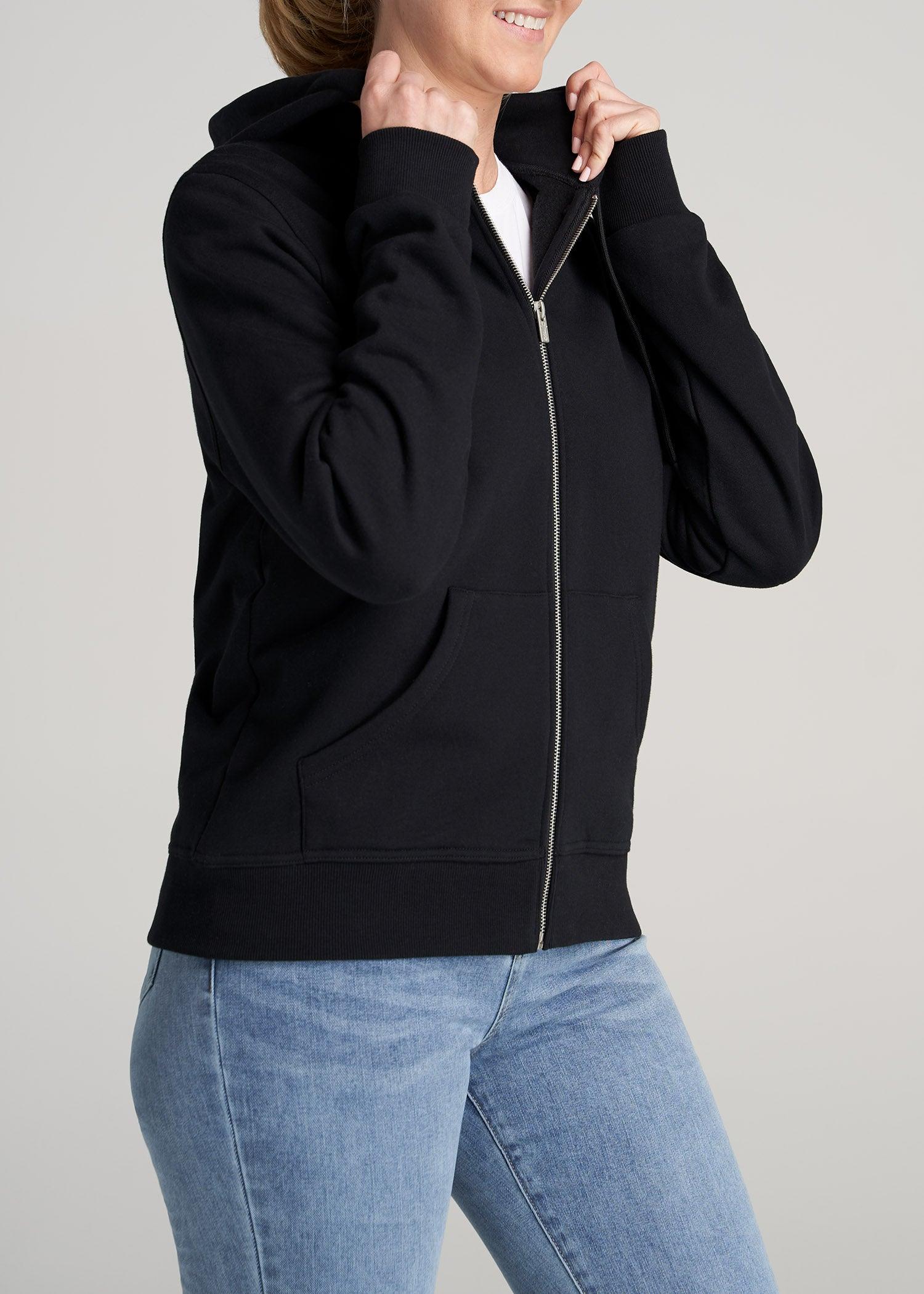 Wearever Fleece Full-Zip Hoodie for Tall Women in Black Female Product Image