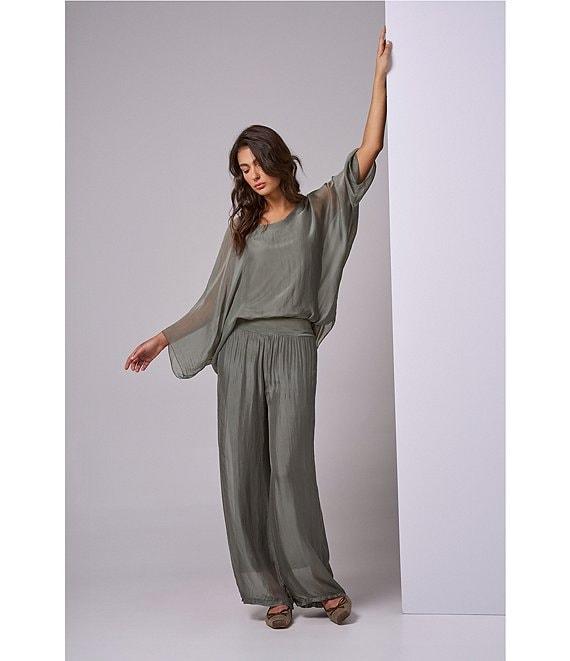 M Made in Italy Silky Wide Leg Pull-On Pants Product Image