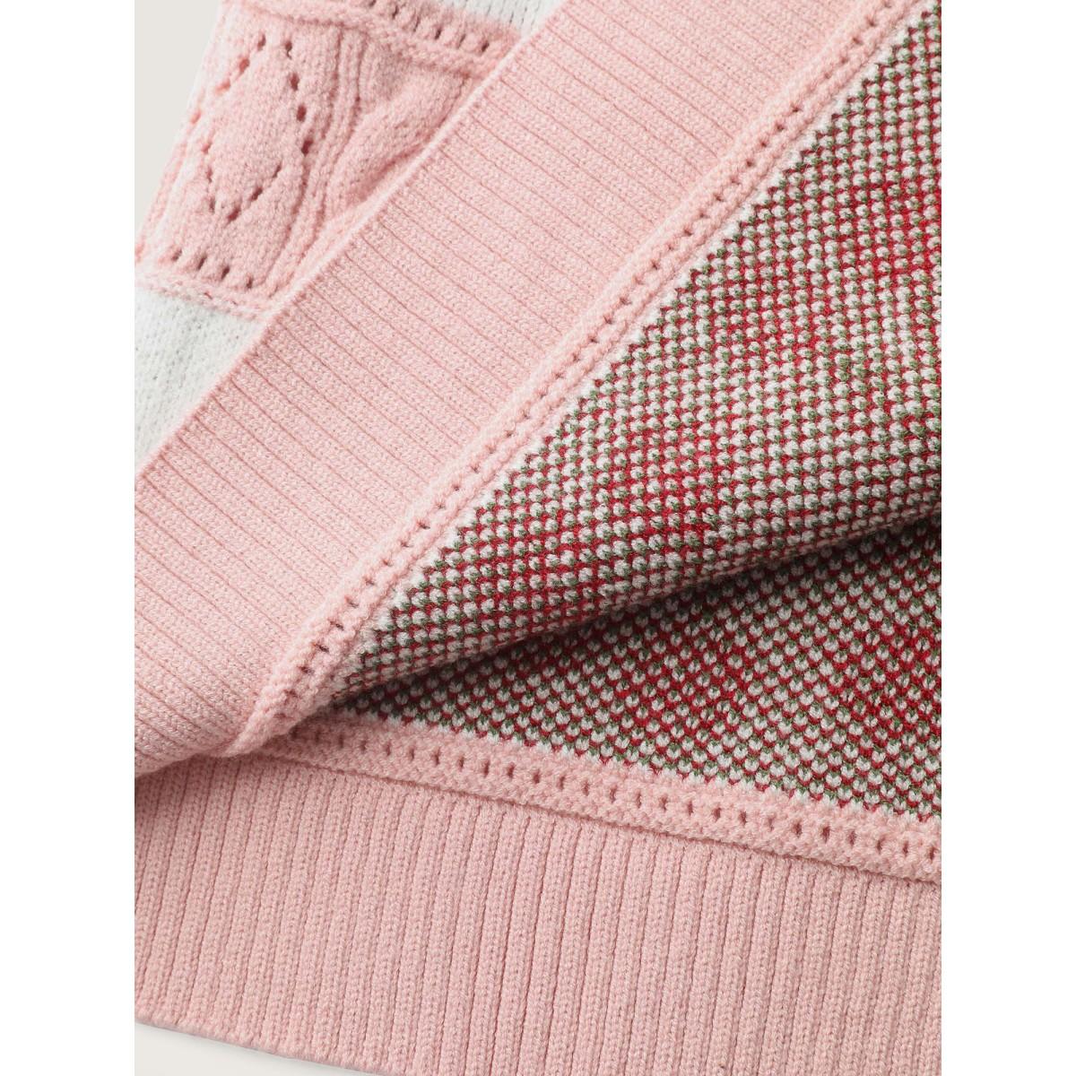 Plus Size Cherry Jacquard Print Button Knit Cardigan Nudepink Women Playful Loose Long Sleeve Casual Cardigans BloomChic 26/4X Product Image