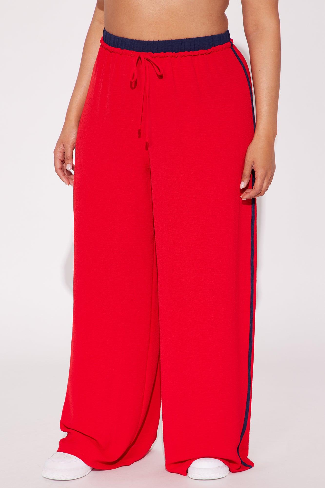 Dana Double Waistband Track Pant - Red Product Image