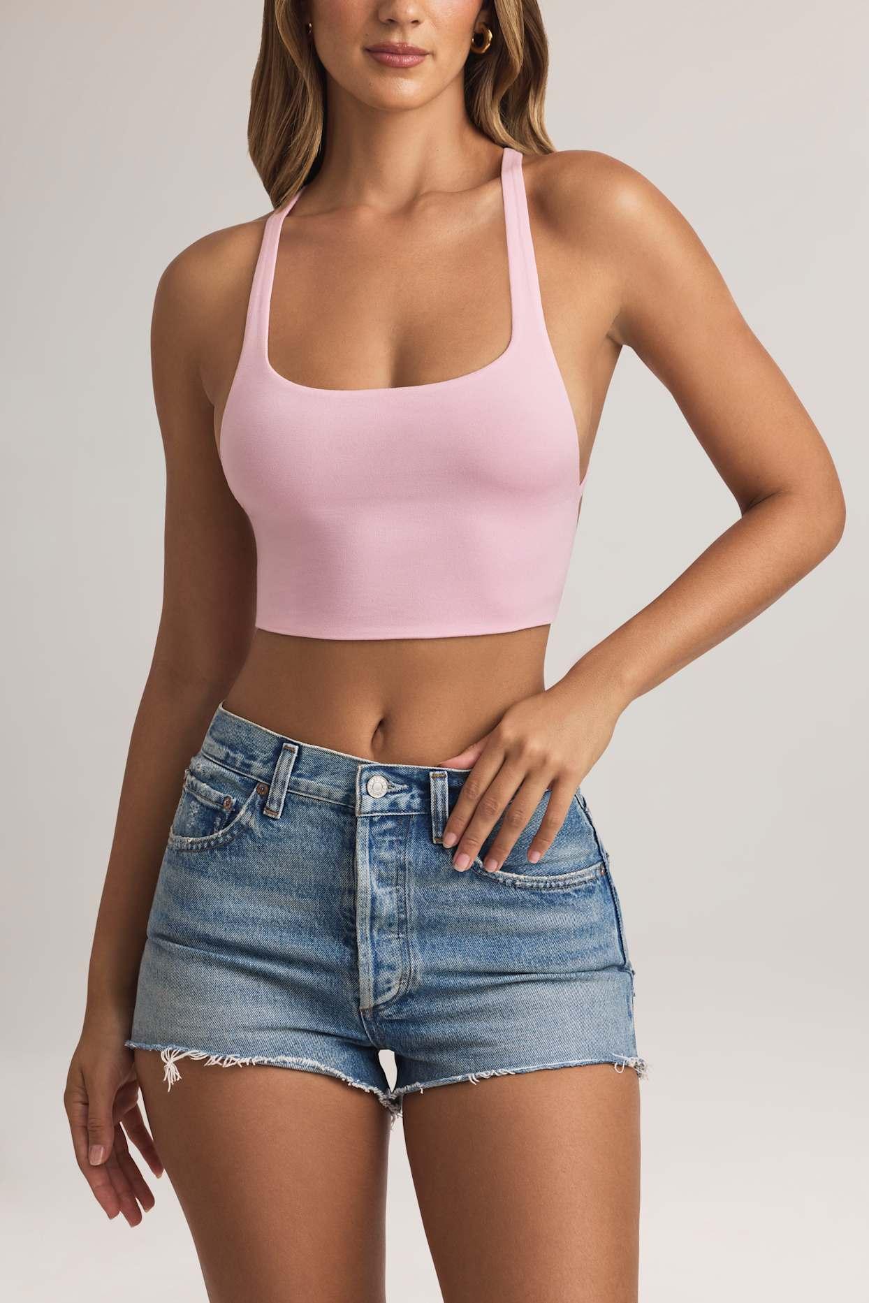 Modal Cross-Back Tank Top in Pastel Pink Product Image