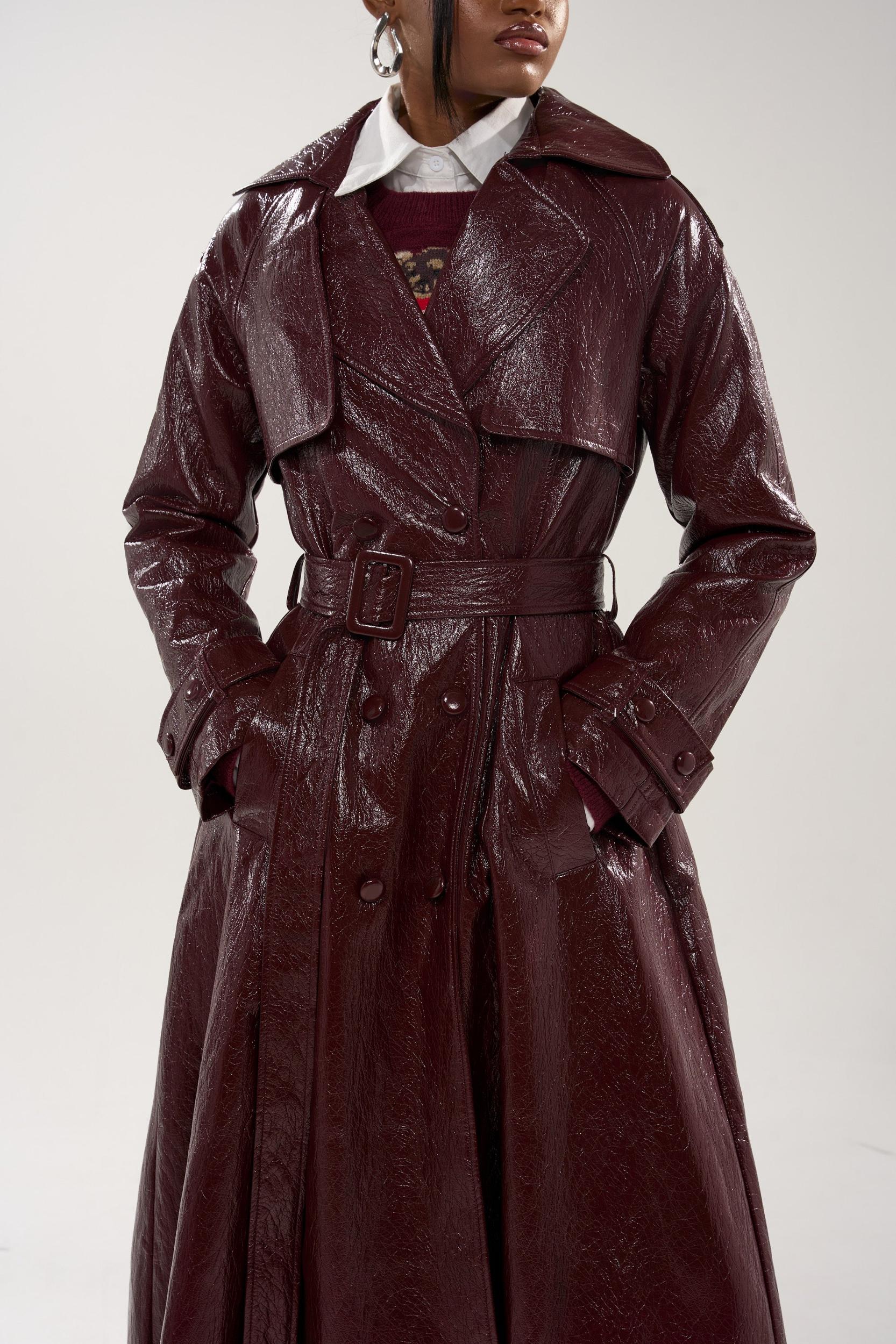 WOKE UP IN PARIS FAUX LEATHER TRENCH Product Image