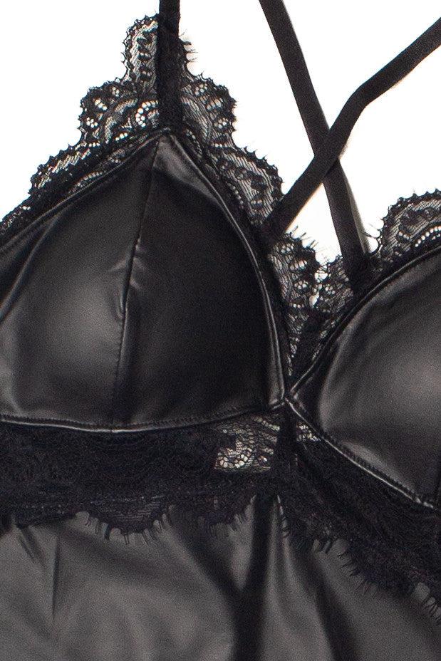 Pleather and Lace Mini Dress Product Image