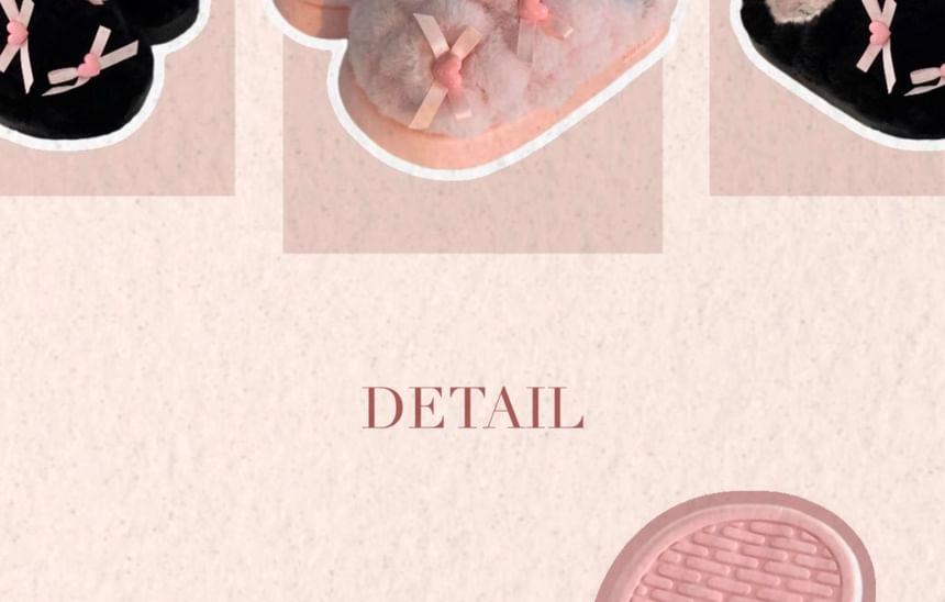 Heart Bow Fluffy Slippers Product Image