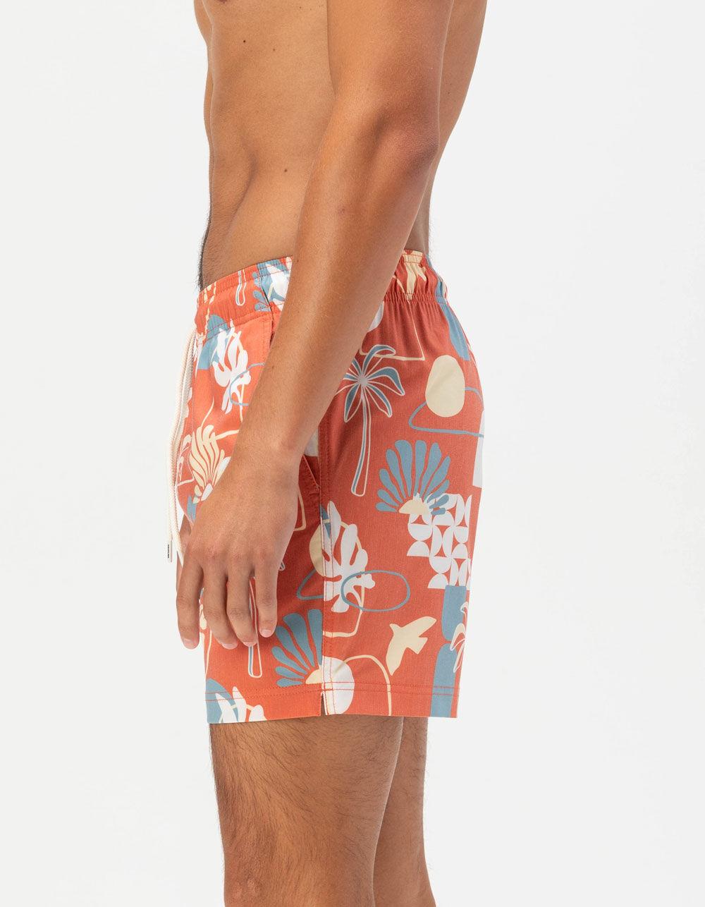 RSQ Mens City Scape Swim Shorts - BURNT ORANGE Product Image