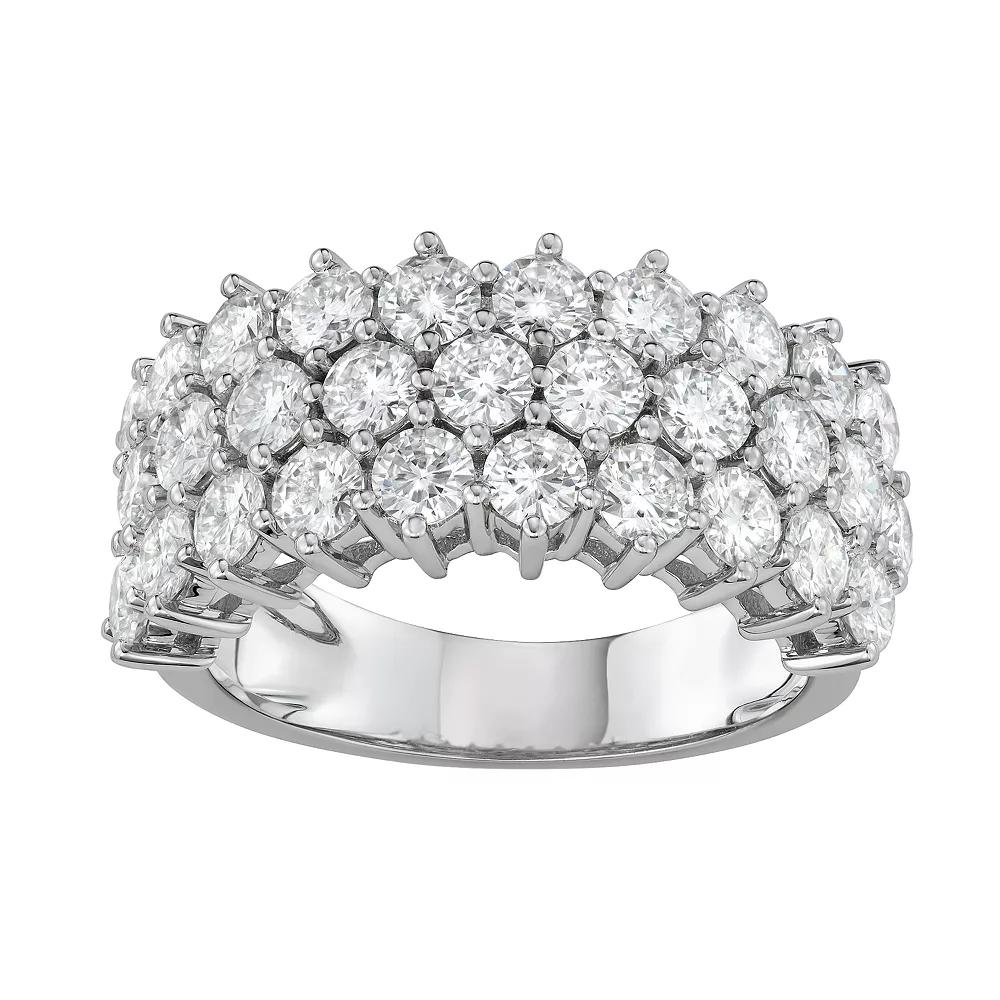 Charles & Colvard 14k White Gold 3 Carat T.W. Lab-Created Moissanite 3 Row Ring, Women's, Size: 7, 14k Whgold Product Image