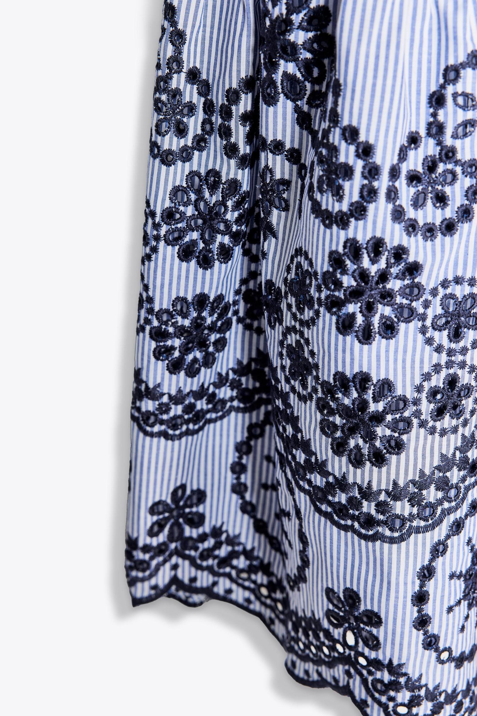 STRIPED EMBROIDERED MIDI DRESS Product Image