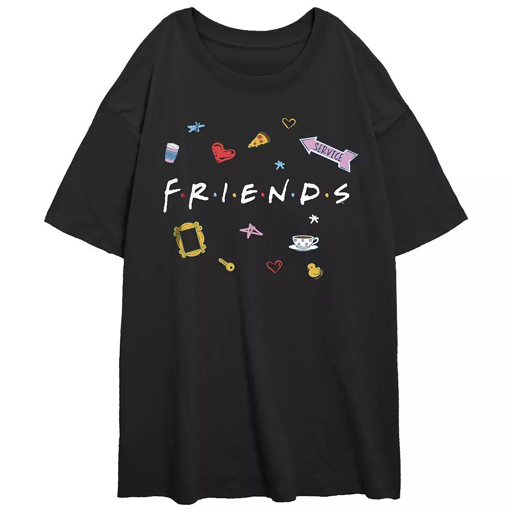 Juniors' Friends Icons Oversized Graphic Tee, Women's, Size: XS, Black Product Image