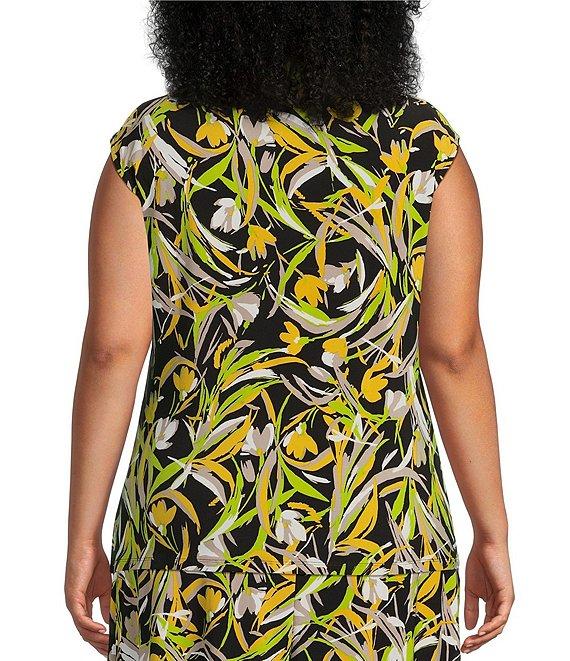 Kasper Plus Size Printed Knit Jersey Cowl Neck Cap Sleeve Coordinating Top Product Image