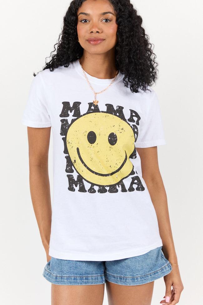 Mama Smiley Repeat White Graphic Tee Product Image