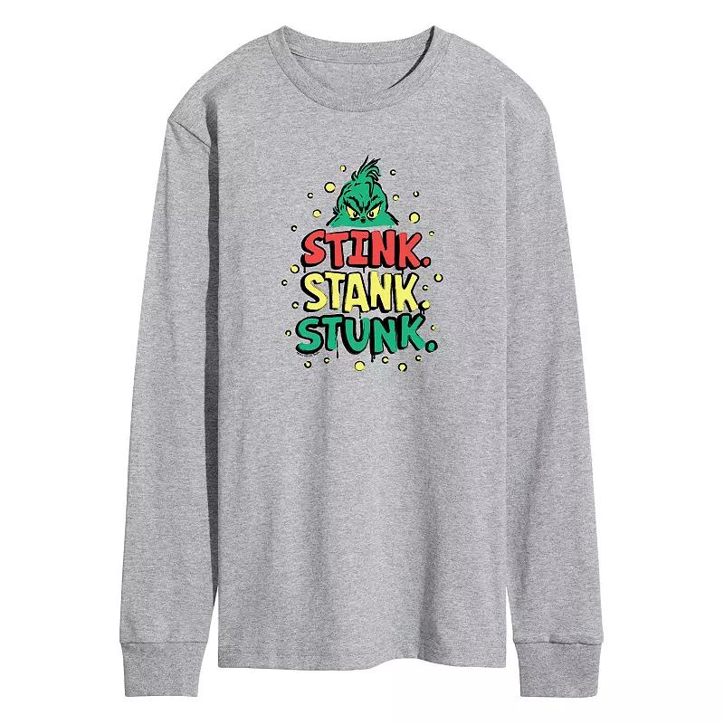 Men's Dr. Seuss The Grinch Stink Stank Stunk Long Sleeve Graphic Tee,  Product Image