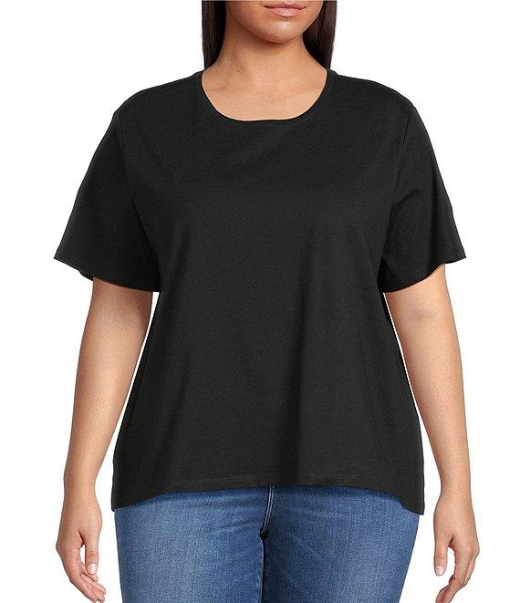 Good American Plus Size Cotton Classic Crew Neckline Short Sleeve Tee Product Image