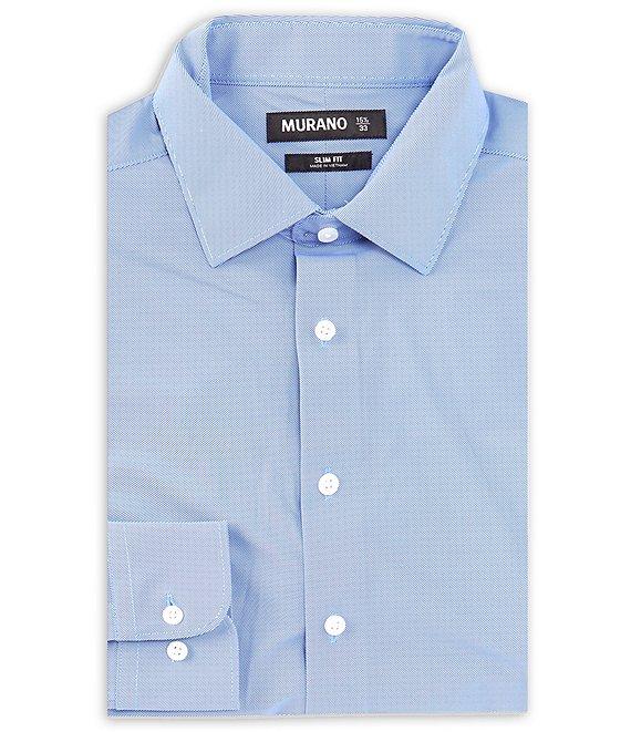 Murano Slim Fit Non-Iron Point Collar Twill Knit Dress Shirt Product Image