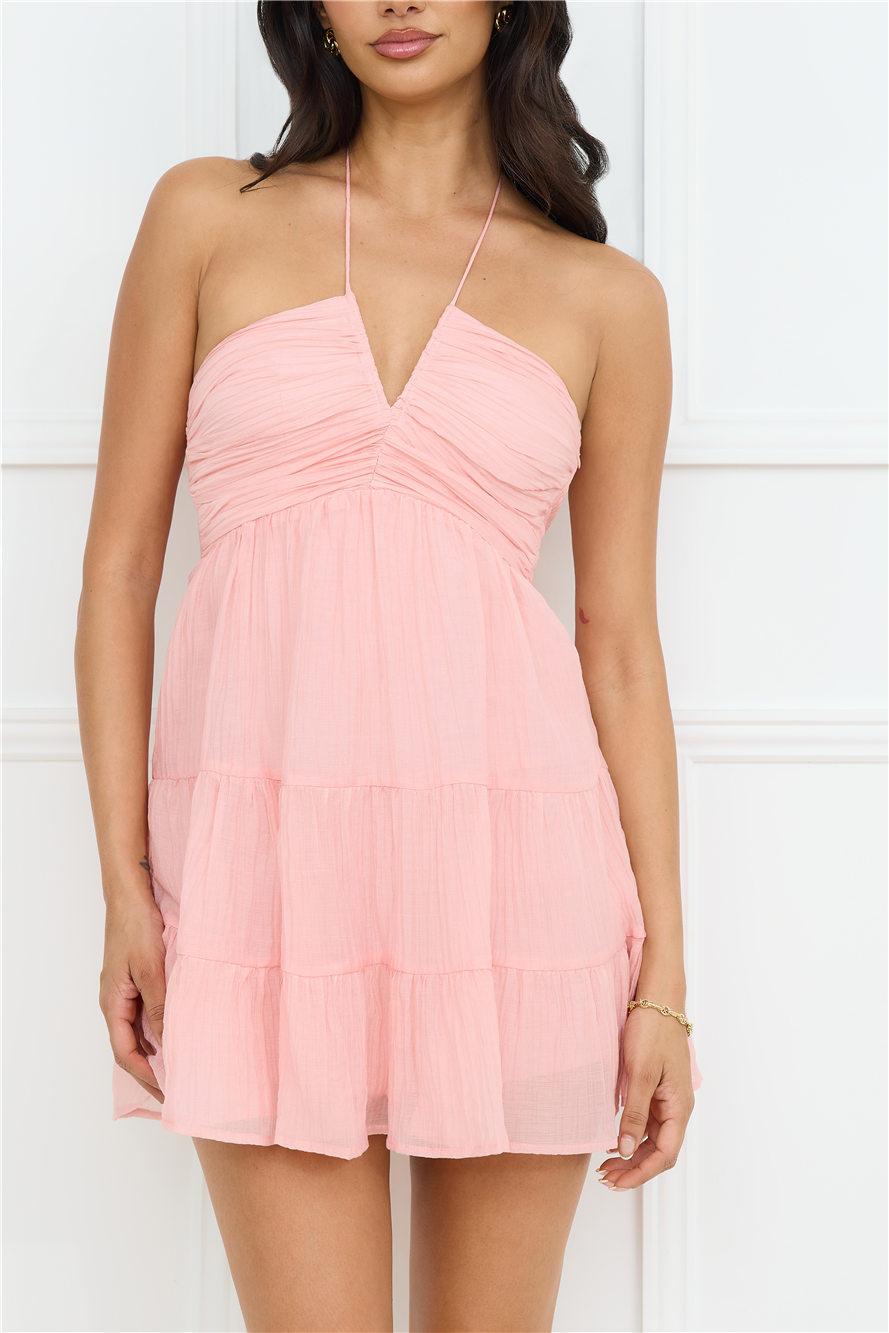 Styled For Sunsets Halter Mini Dress Pink Product Image
