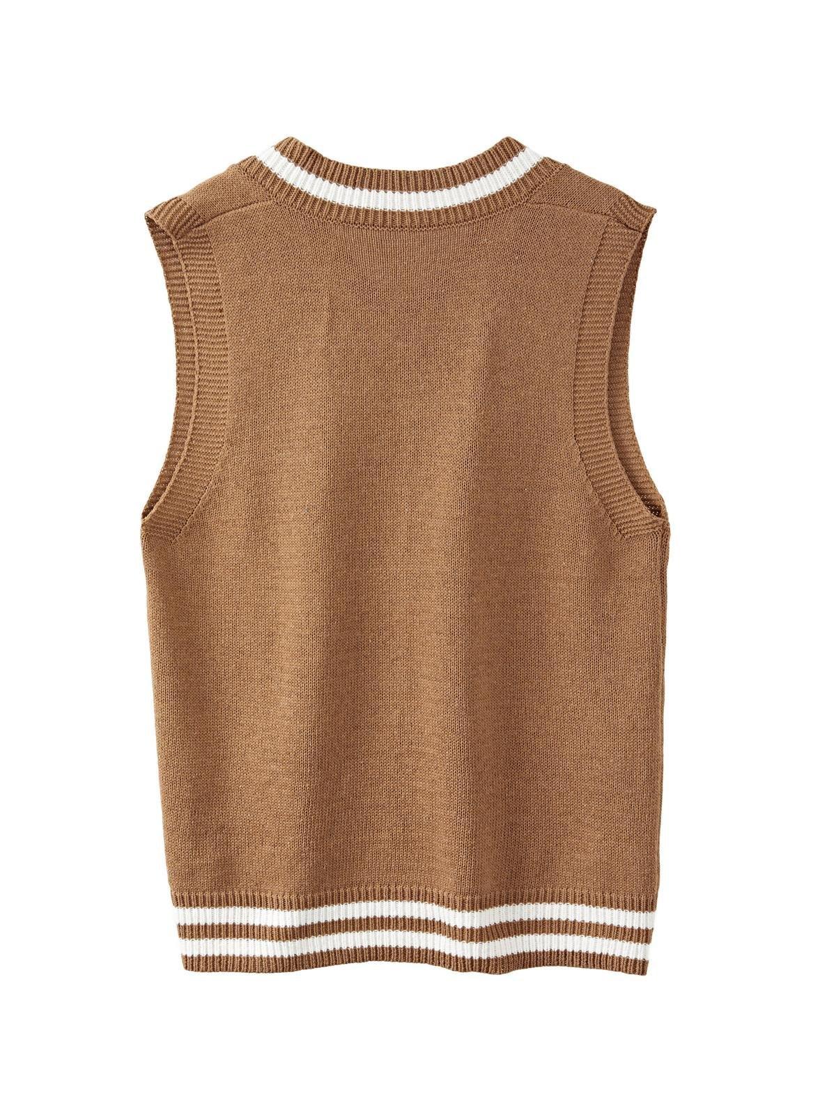 Men's V Neck Striped Sweater Vest Product Image