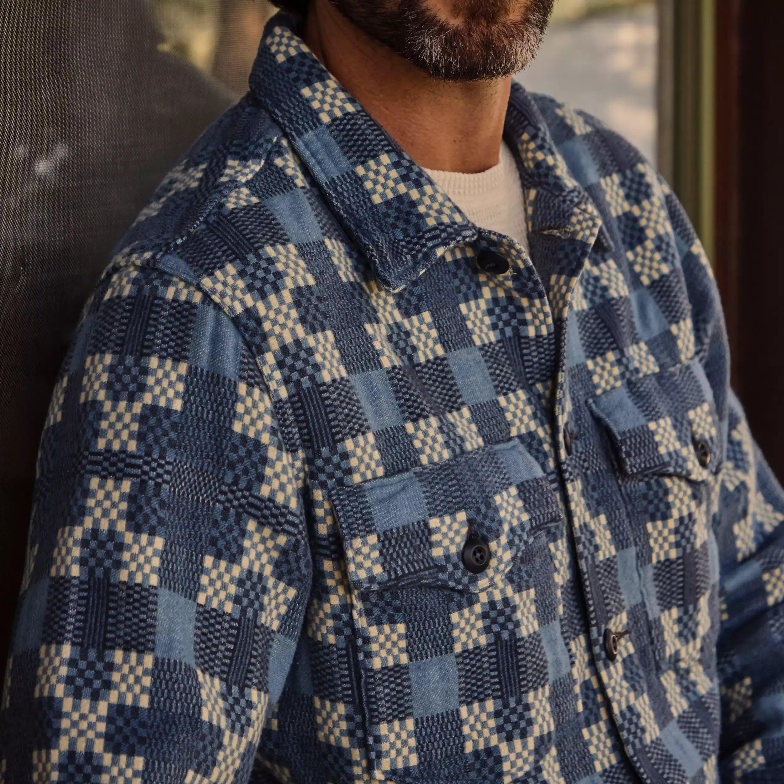 Jacquard Regiment Overshirt - Blue Product Image