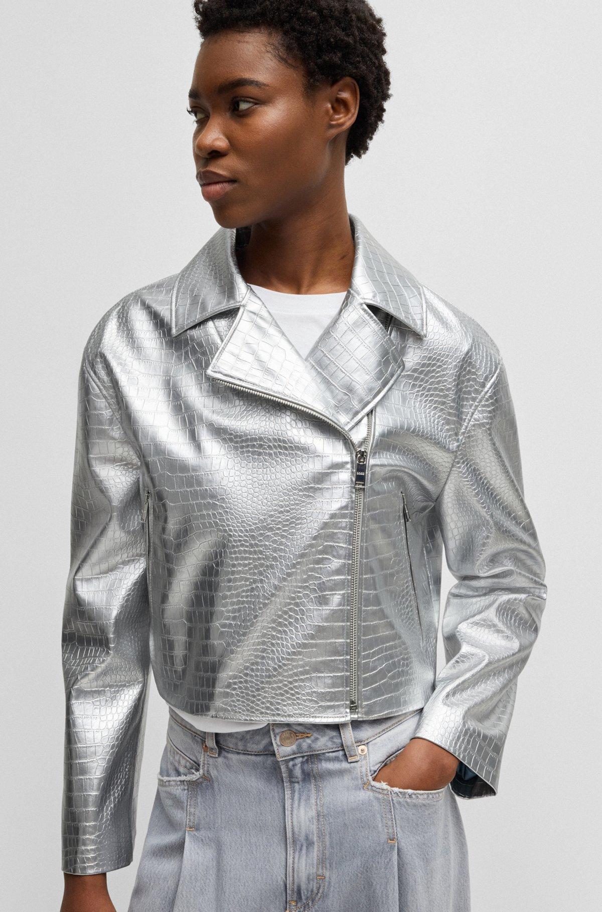 Faux-leather jacket with crocodile embossing Product Image