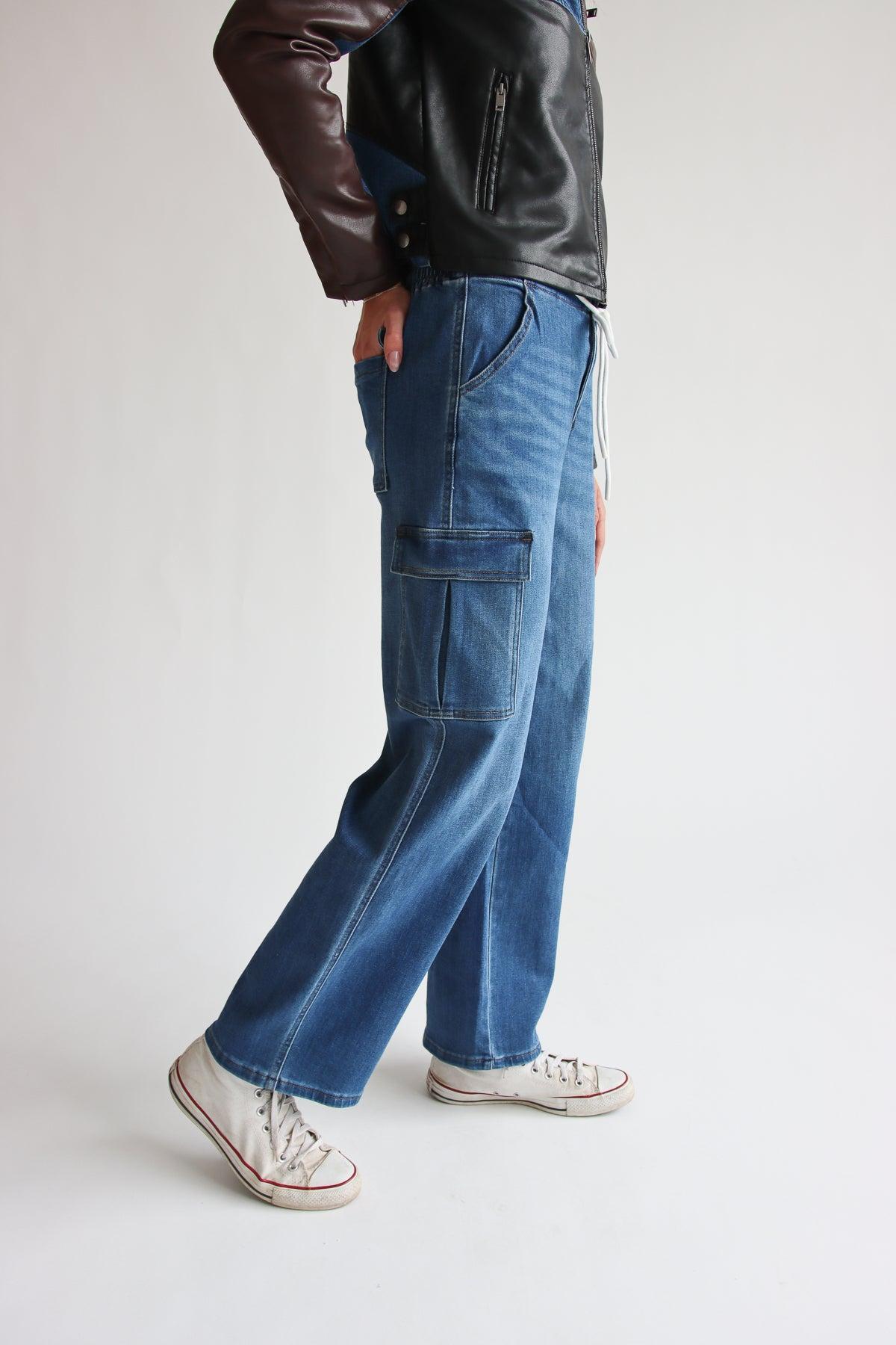 Drawstring Cargo Jeans Product Image