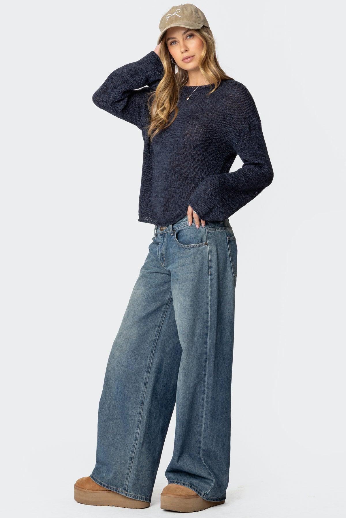 Drop Shoulder Light Knit Sweater Product Image