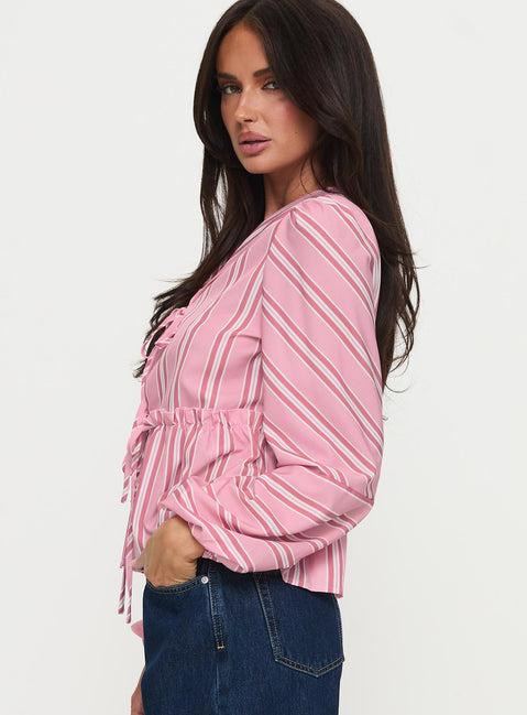 Cindylou Long Sleeve Top Pink Stripe Product Image