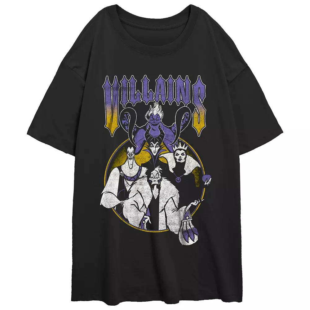 Disney Villains Juniors' Metal Style Cover Oversized Tee, Girl's, Size: XS, Black Product Image