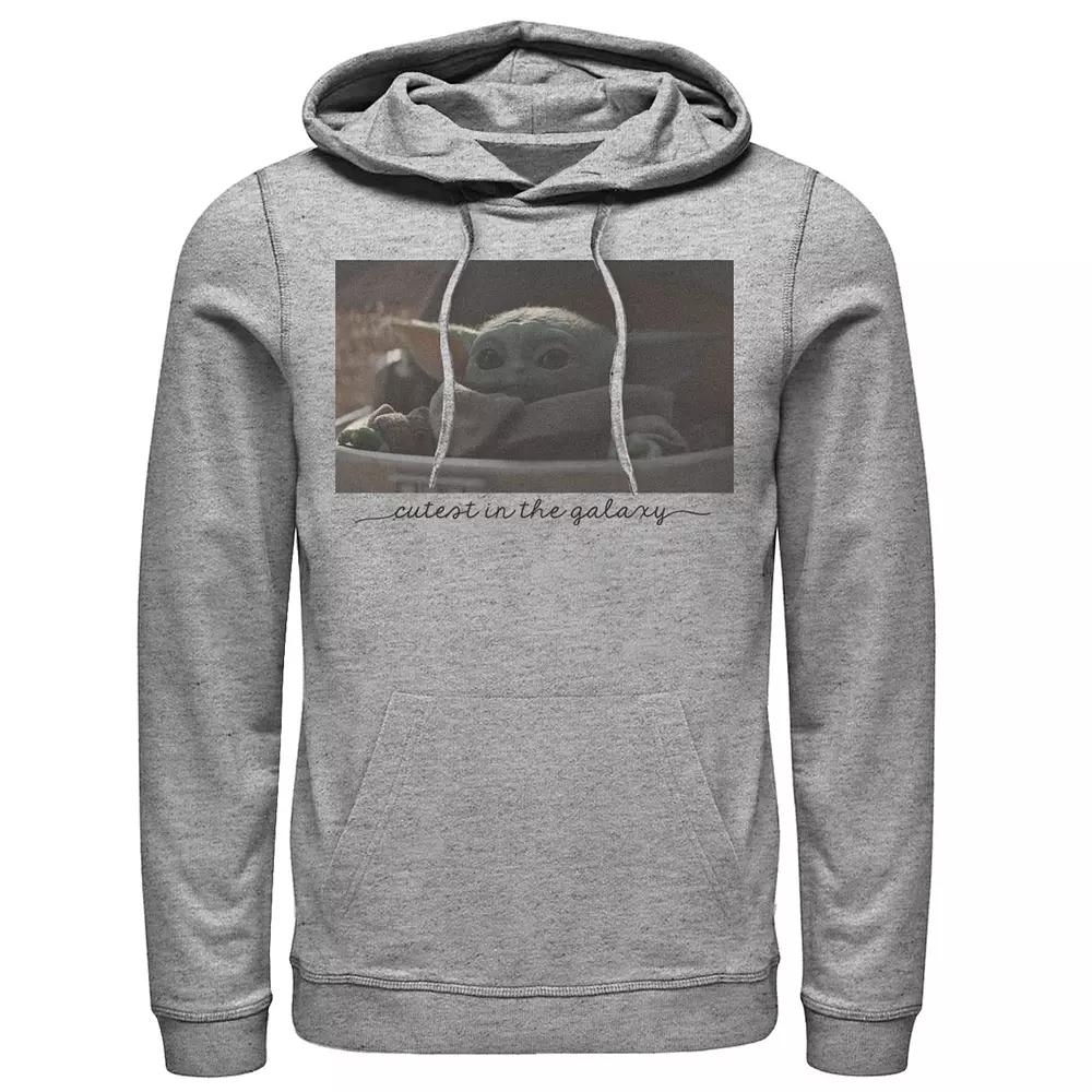 Men's Star Wars The Mandalorian The Child Cutest In The Galaxy Hoodie, Size: XL, Athletic Grey Product Image