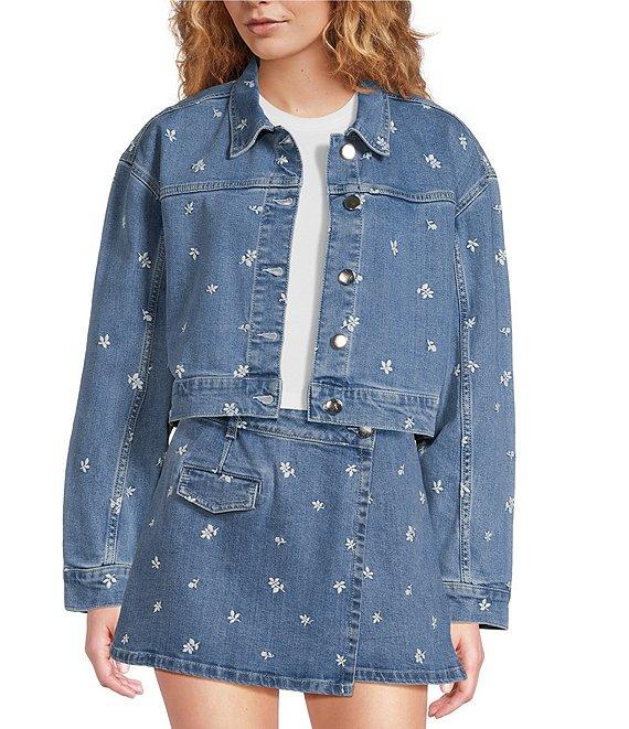 Chelsea & Violet Elliana Denim Floral Embordered Long Sleeve Coordinating Jacket Product Image