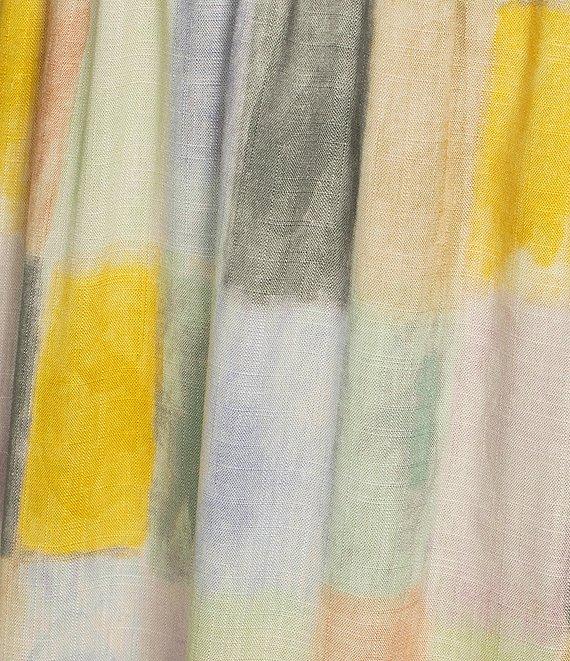 Sadie & Sage Linen Water Color Print Elastic Waist Coordinating Midi Skirt Product Image