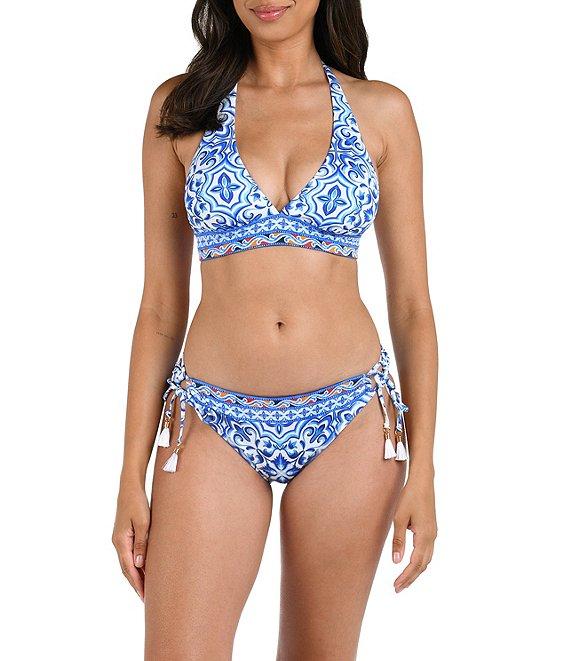 La Blanca Alboran Sea Banded Plunge V-Neck Halter Swim Top Product Image