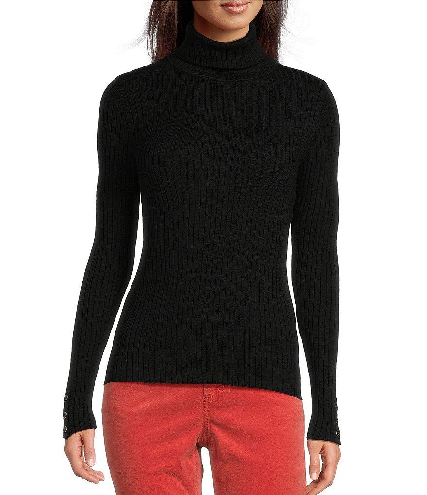 J.McLaughlin Arlette Solid Ribbed Knit Long Sleeve Turtleneck Sweater Product Image