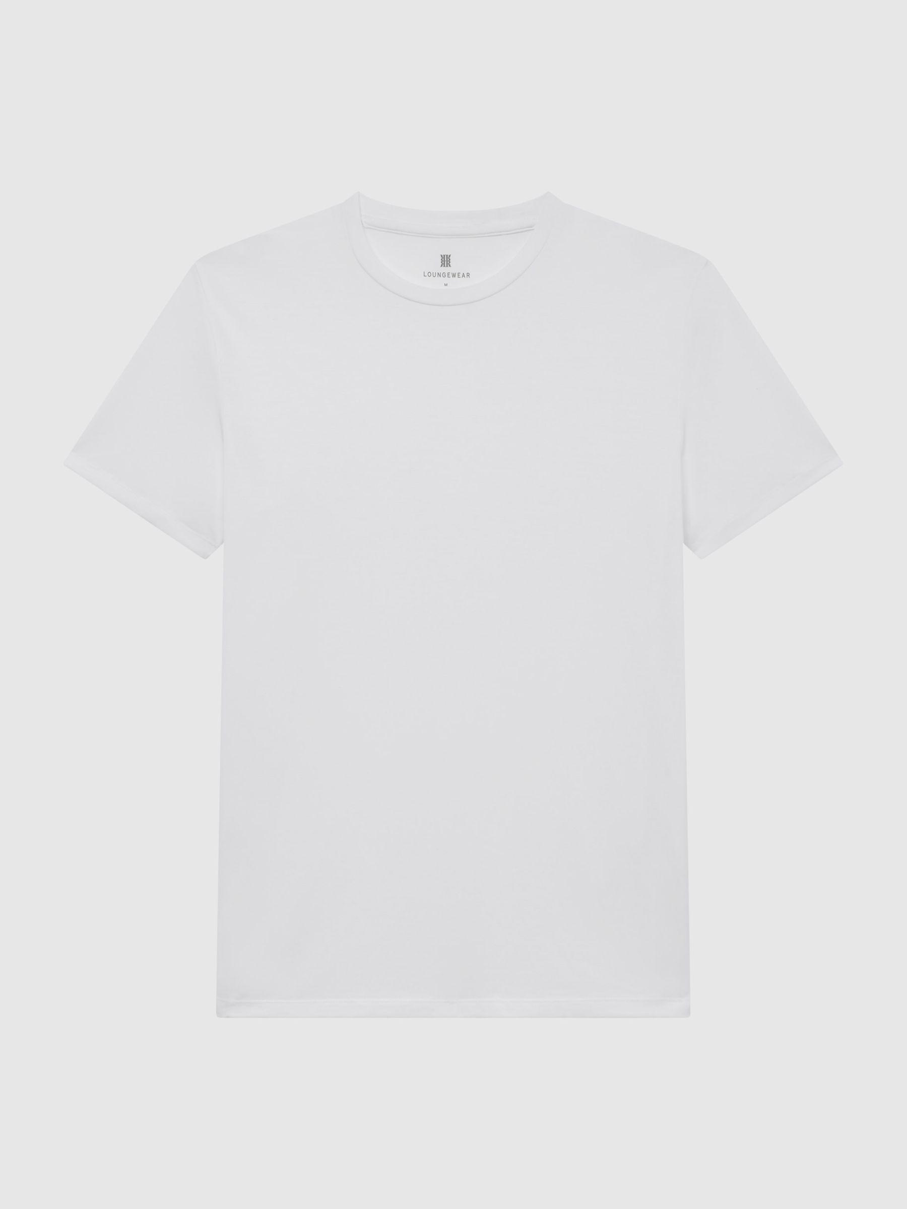 Crew Neck Mercerised Cotton Jersey T-Shirt in White Product Image