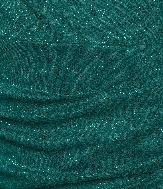 Jump Sleeveless Glitter Spaghetti Rhinestone Strap Drape Bodice Gown Product Image